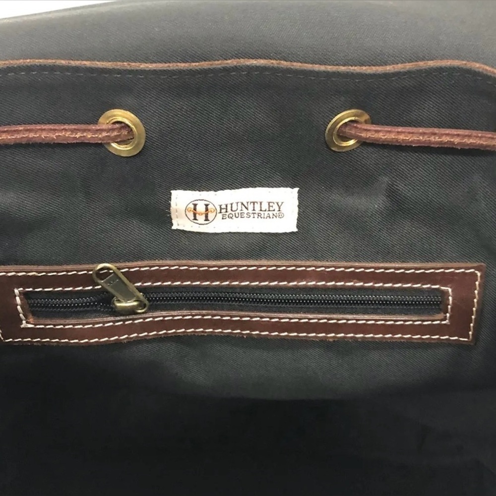New Huntley Equestrian Suede Leather Cowhide Designer Shoulder Backpack - Picture 4 of 10